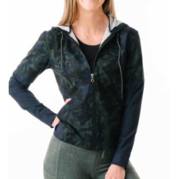 ZYIA Active Lightweight Hooded Full Zip Evening Paradise Mesh Jacket Womens M - Picture 1 of 9